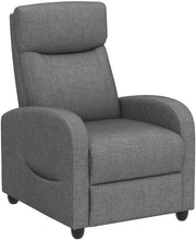 EaseNest Grey Fabric Recliner Chair with Wing Back