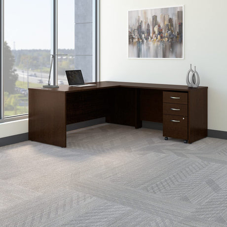 EliteWork 72W L-Shaped Executive Desk – Mocha Cherry Finish