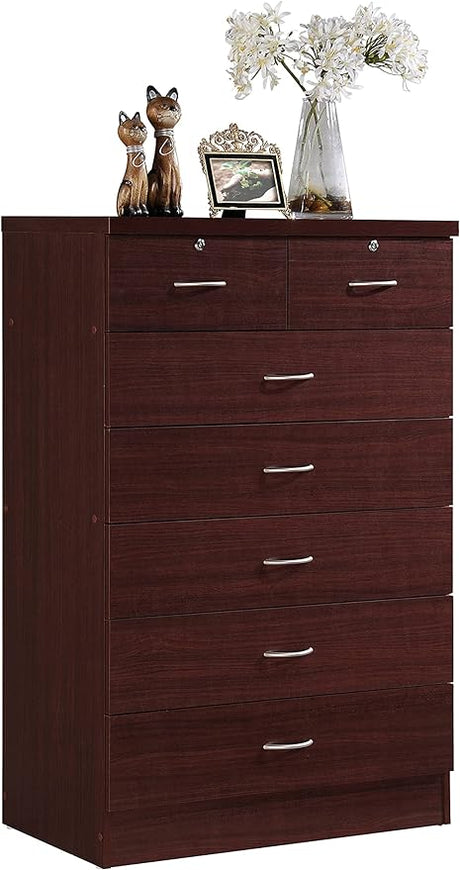 7 Drawer Wood Dresser for Bedroom