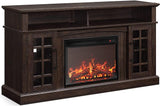 Traditional 58" Rustic TV Stand with 23" Electric Fireplace Heater