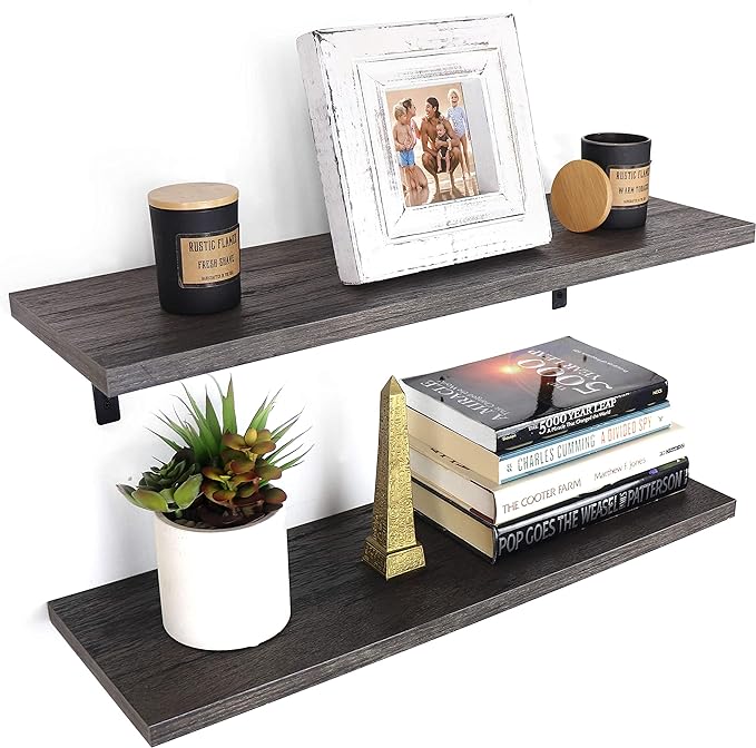 Wall Mounted Shelves, 24” Wall Hanging Shelf Set for Living Room, Office, Kitchen