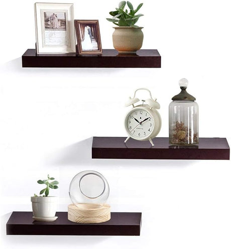 Floating Shelves, Stylish Rustic Wooden Wall Shelves with Invisible Brackets, Versatile