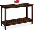 48in 2-Shelf Eucalyptus Wooden Console Table Indoor Outdoor Multifunctional Buffet Bar
