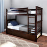 Bunk Bed, Twin-Over-Twin Bed Frame For Kids With Trundle, White