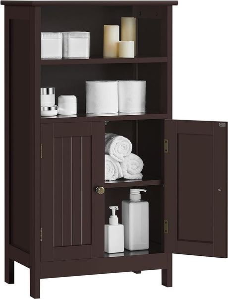 Bathroom Floor Cabinet, Free Standing Cabinet with Double Door and Adjustable Shelves