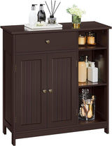 Large Bathroom Floor Cabinet, Side Cabinet with Drawer & Adjustable Shelves