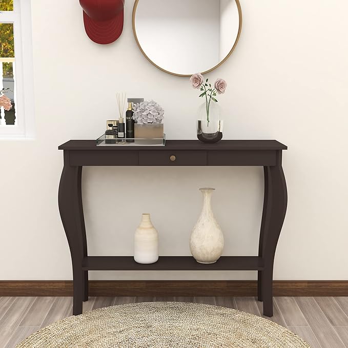 Narrow Console Table with Drawer, Chic Accent Sofa Table