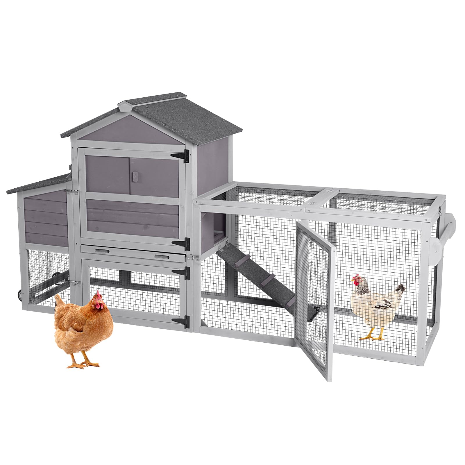 Expandable chicken house with pull-out tray and five access doors
