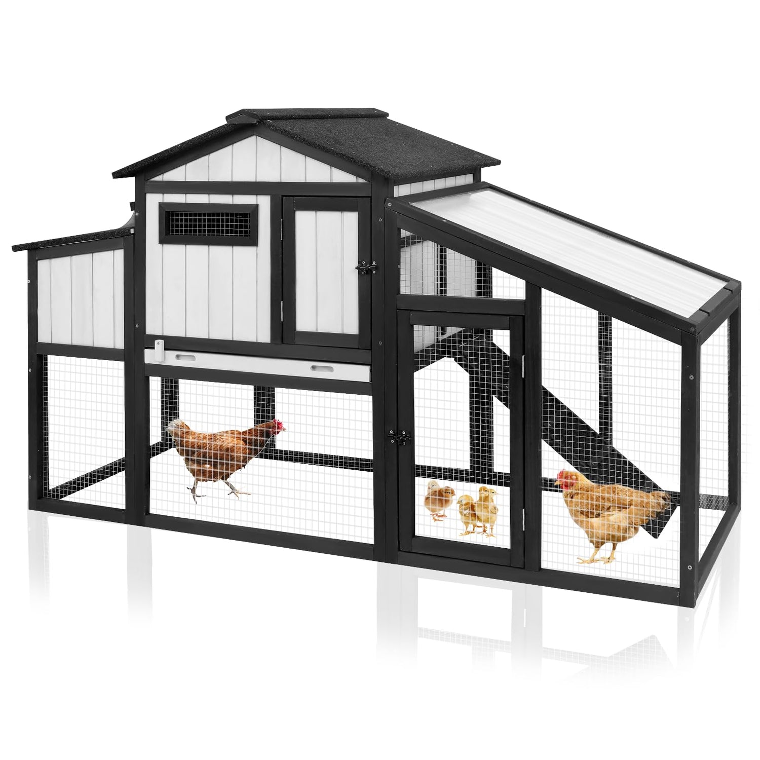 Expandable hen house with secure perches and weatherproof design