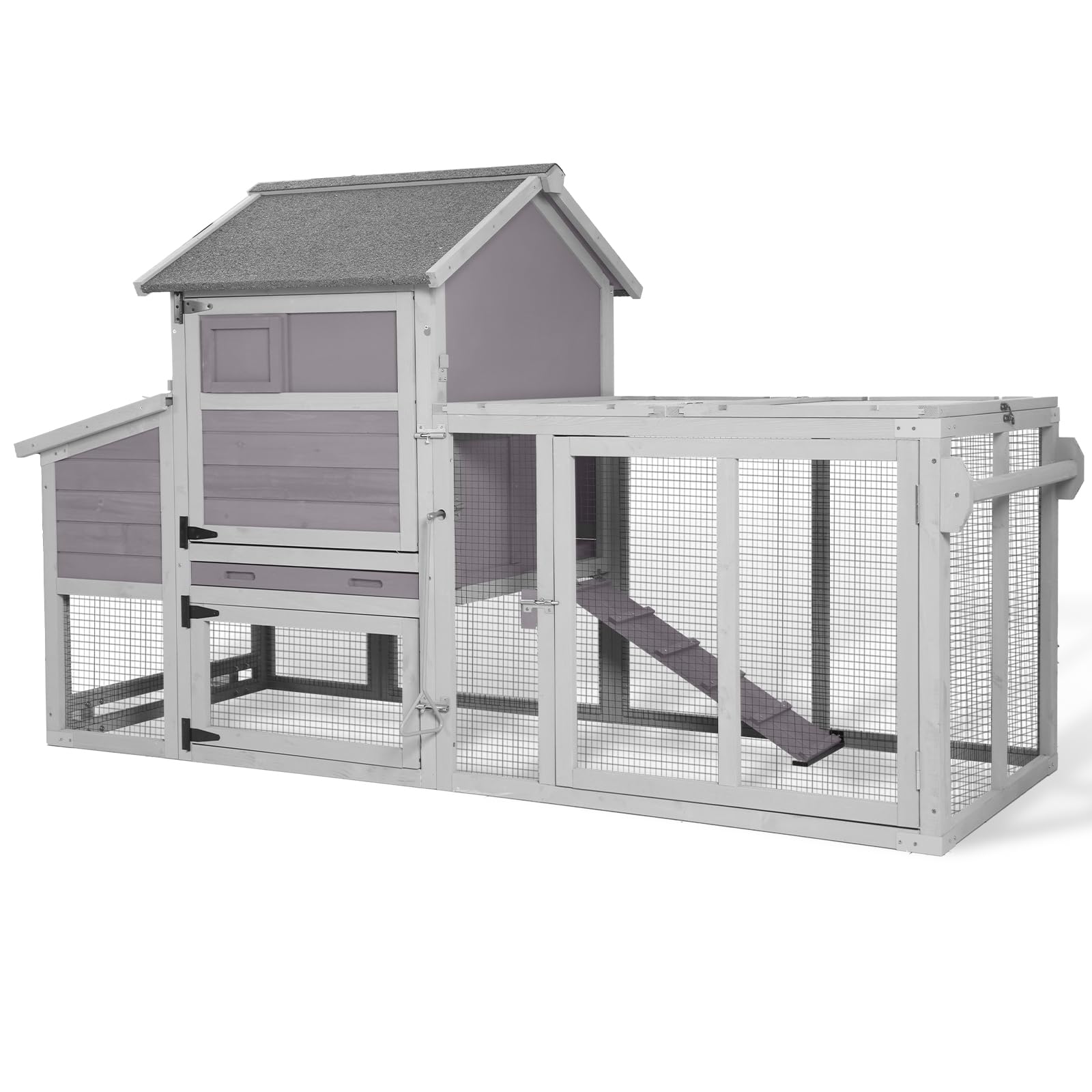 Expandable wooden coop with UV roof and secure mesh for 2–4 chickens