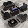 Outdoor Patio Furniture Set with 44" Fire Pit Table Rattan Sectional Sofa