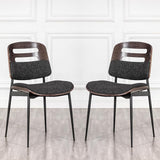 Mid Century Modern Dining Chairs, Black Leather Upholstered Kitchen