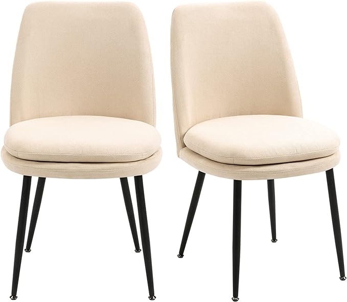 Modern Upholstered Dining Chairs Set of 2 with Seat Cushion