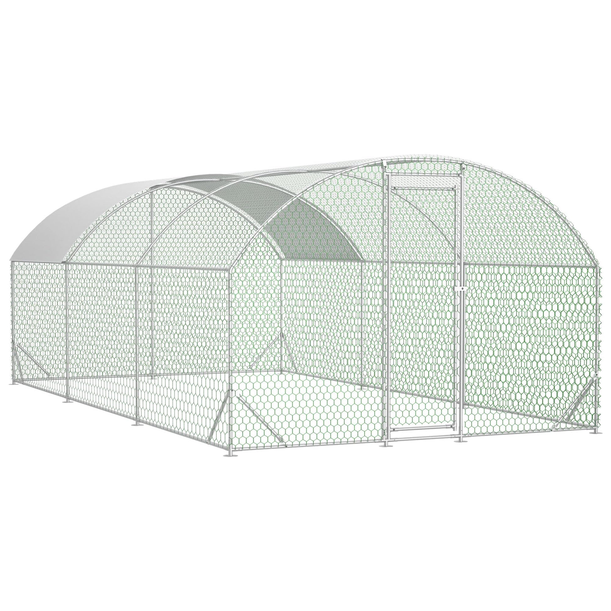 FarmGuard XL galvanized steel walk-in chicken coop with predator-proof mesh