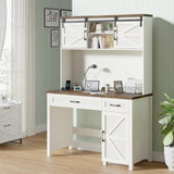 Farmhouse Executive Desk with Spacious Drawers and Cubbies