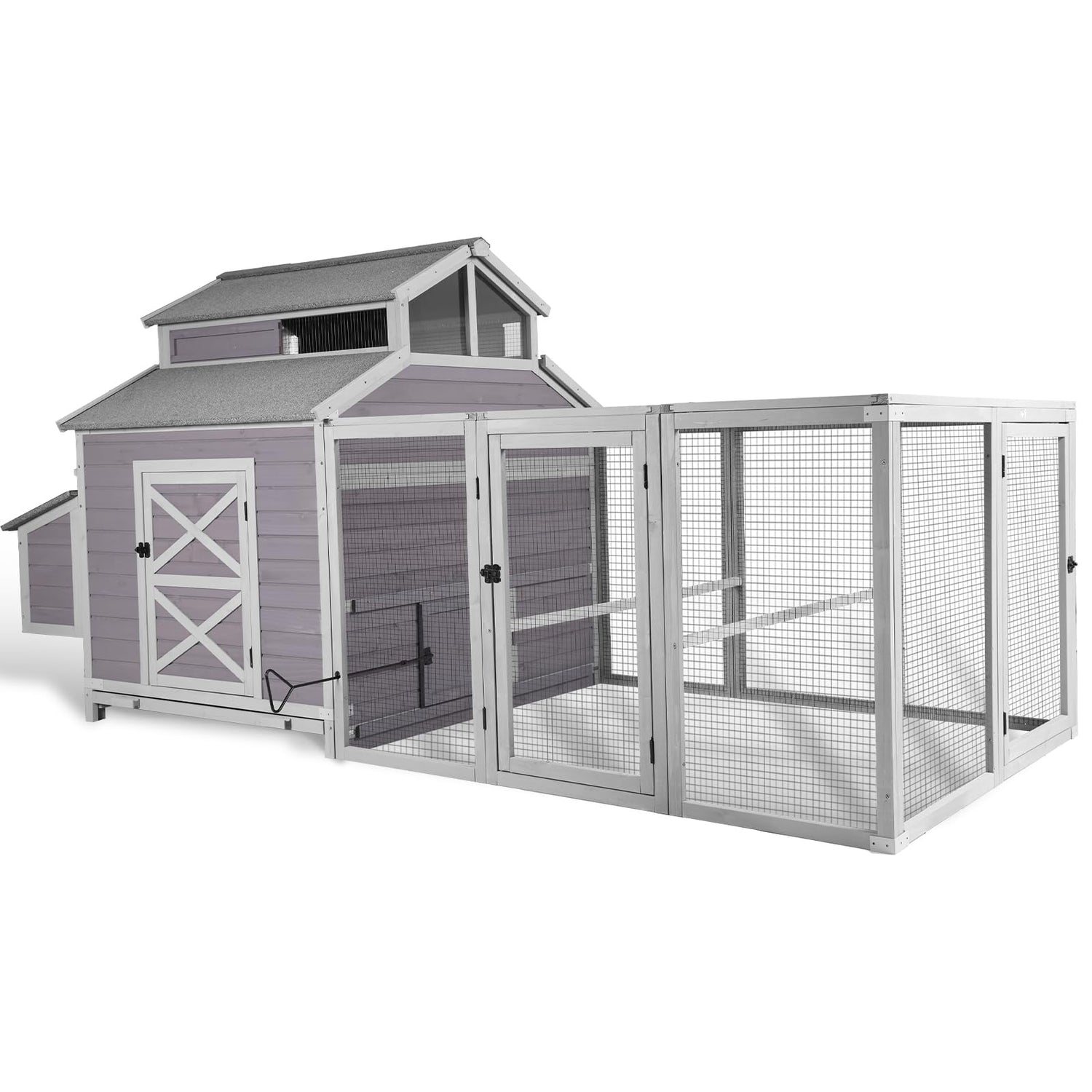 FeatherFort XL large wooden chicken coop with 3-part nesting box and run