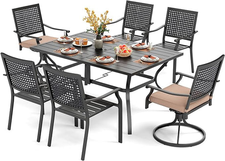 Patio Dining Table Set for 6 Person Bistro Chairs