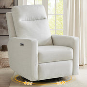 FlexNest Light Grey Swivel Rocker Recliner Chair Front View