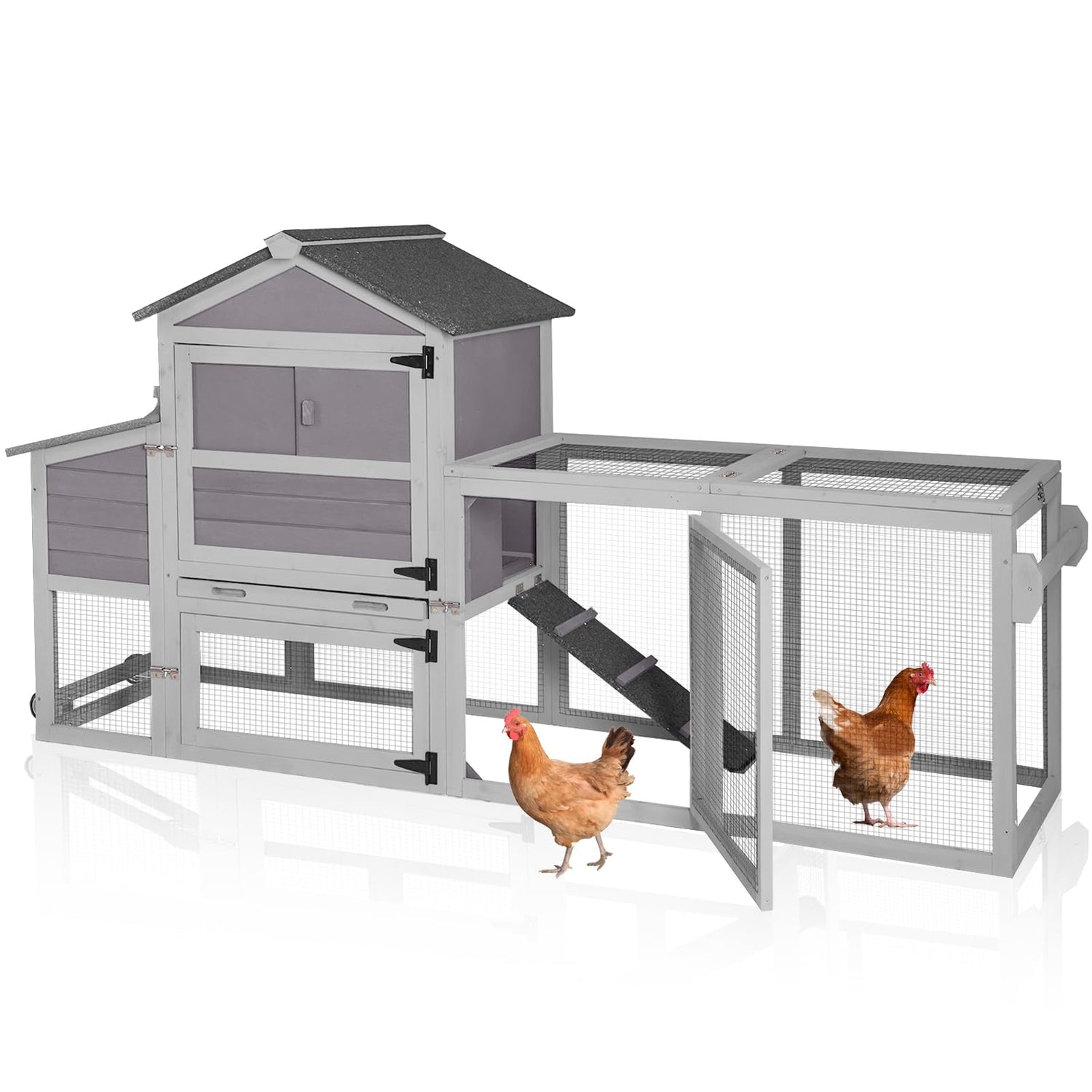 FlexiRoost movable wooden chicken coop with wheels and nesting box