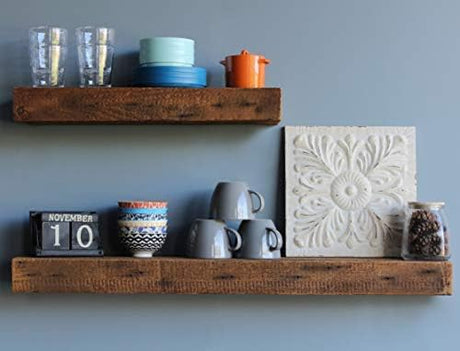 Reclaimed Wood Shelves Floating Or with Brackets, Amish Handcrafted in Lancaster County