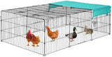 Foldable pet playpen with rustproof panels and weatherproof tarp