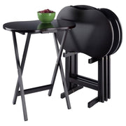 Foldable solid wood snack tables with curved tops

