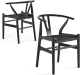 Wood Wishbone Dining Room Chairs Set of 2 Mid Century Modern