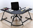 GamePro L-Shaped Gaming Desk – Black Glass Corner Table