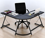 GamePro L-Shaped Gaming Desk – Black Glass Corner Table