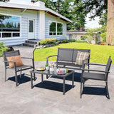 4 Pieces Patio Furniture Set All Weather Textile Fabric Outdoor Conversation Set