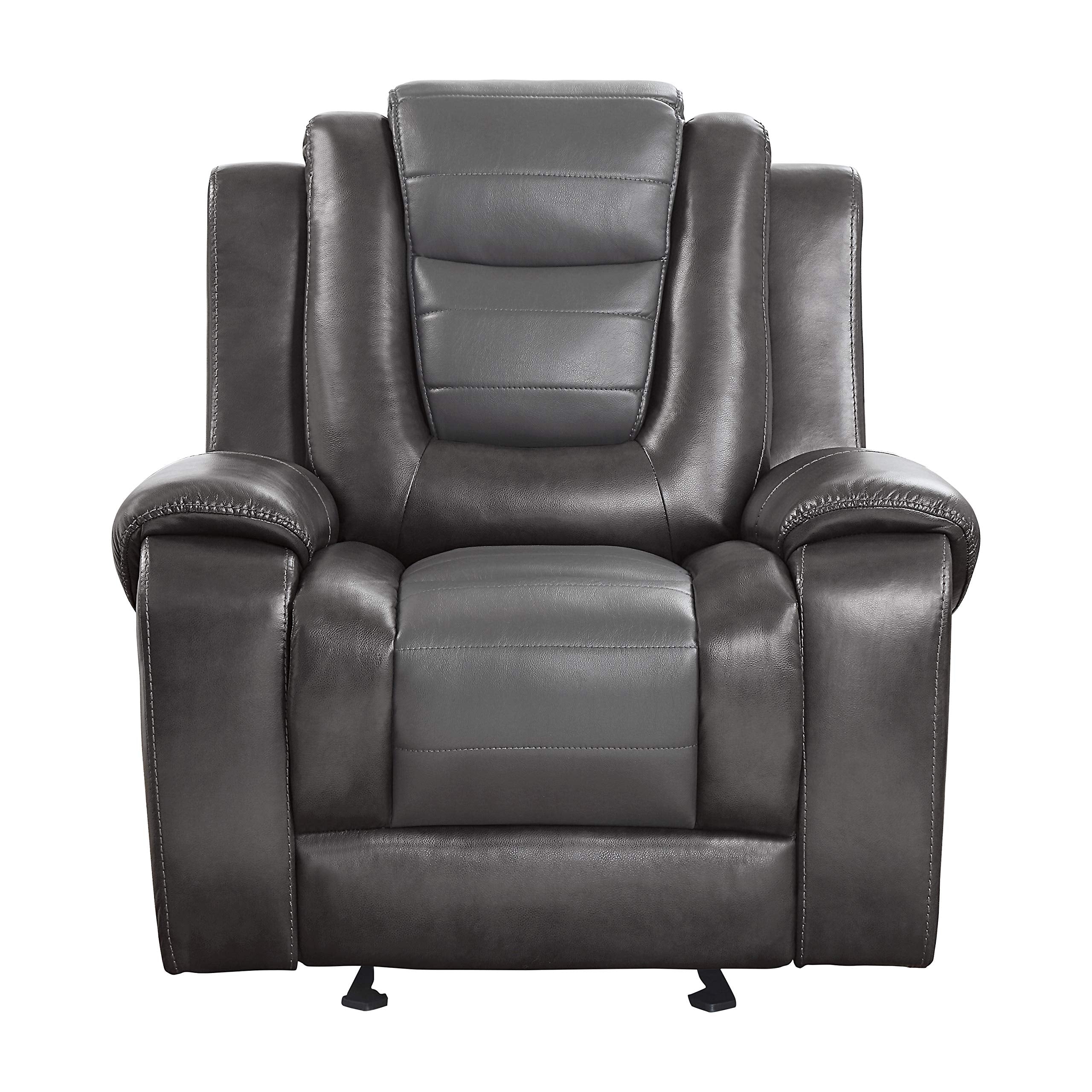 GlideMode Two-Tone Gray Faux Leather Recliner Chair 
