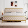 King Size Bed Frame, Upholstered Bed Frame with Diamond Tufted Headboard