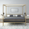 Modern Metal Canopy Platform Bed with Minimalist Headboard and Four Poster Design