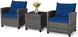 Wicker Patio Furniture Sets - 3 Pieces Rattan Sofa Set