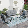 Patio Furniture Set, 4 Piece Modern Metal Outdoor Patio Furniture, 3 Seater Couch