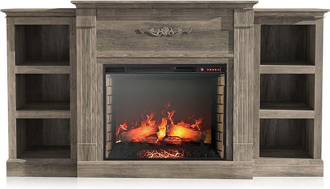 Electric Faux Fireplace TV Stand Mantel Heater