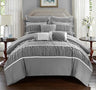 Cheryl 10 Piece Comforter Set Complete Bed in a Bag Pleated Ruched Ruffled Bedding