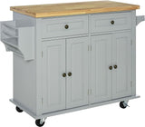 Kitchen Island on Wheels, Rolling Cart with Rubberwood Top