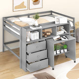 Designs Full Size Loft Bed with Stairs and Storage Drawers