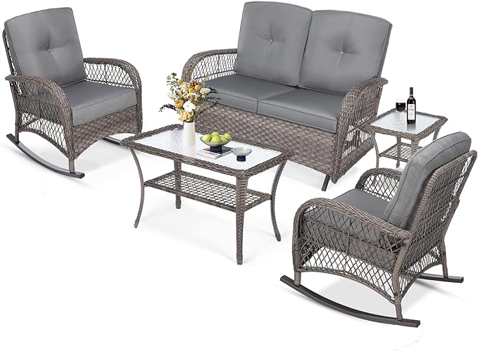 5 Pieces Outdoor Patio Rattan Furniture Sets