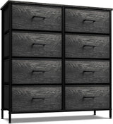 Dresser with 8 Faux Wood Drawers  Chest Organizer Unit with Steel Frame Wood