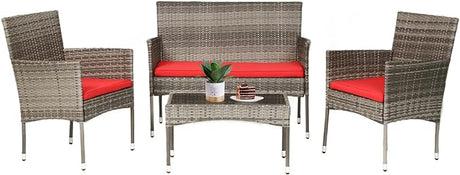 Patio Furniture Set 4 Pieces Outdoor Rattan Chair Wicker Sofa