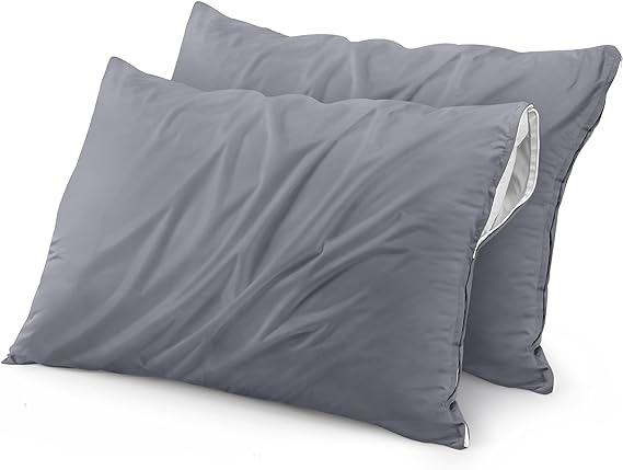 Waterproof Pillow Protector Zippered (2 Pack) Queen – Bed Bug Proof Pillow Encasement