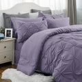 California King Comforter Set - Cal King Bed Set 7 Pieces, Pinch Pleat Navy Blue Cali King