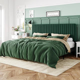 Velvet Upholstered Platform Bed with Adjustable Vertical Channel Tufted Headboard