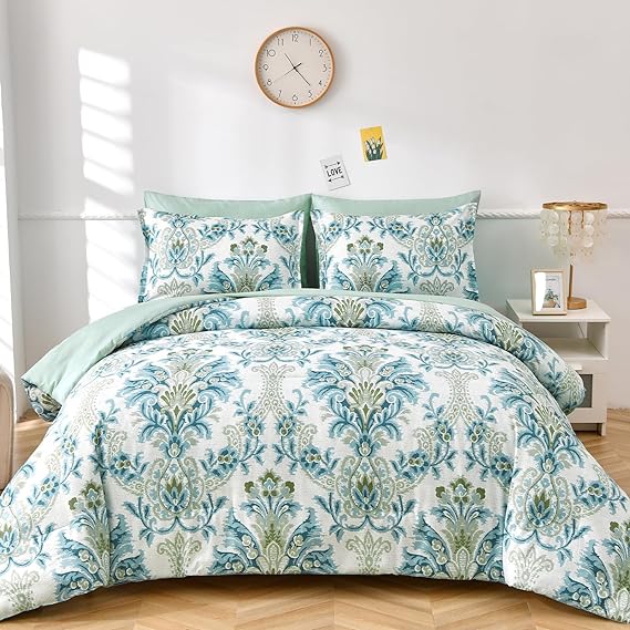 Paisley Comforter Set, 7-Piece Queen Bedding, Soft Microfiber
