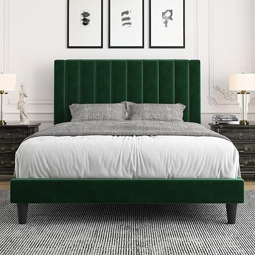 Platform Bed Frame/Velvet Upholstered Bed Frame