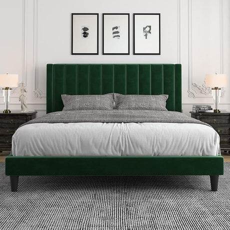 Platform Bed Frame/Velvet Upholstered Bed Frame