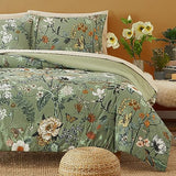 8 PCS White Floral Comforter Set with Flowers Leaves Pattern