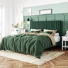 Queen Bed Frame, Velvet Upholstered Platform Bed with Adjustable Vertical Channel